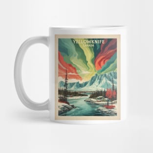 Yellowknife Canada Aurora Borealis Vintage Poster Tourism RIver Mug